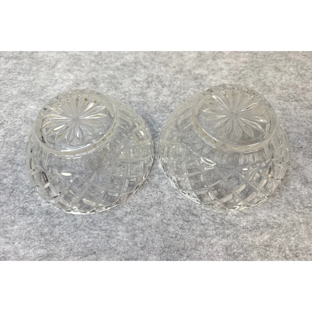 Set of 2 Shannon Godinger‎ Small Crystal Bowls Diamond Pattern Starburst Base